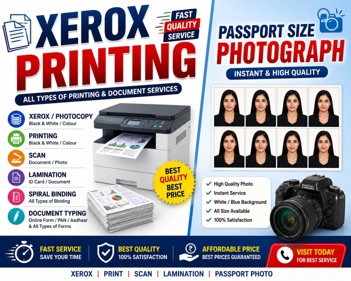 Xerox Printing and Passport Size Photograph